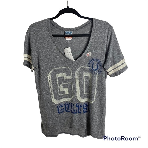 Indianapolis Colts T-shirt NWT Medium Gray Women’s V-neck - Picture 1 of 8
